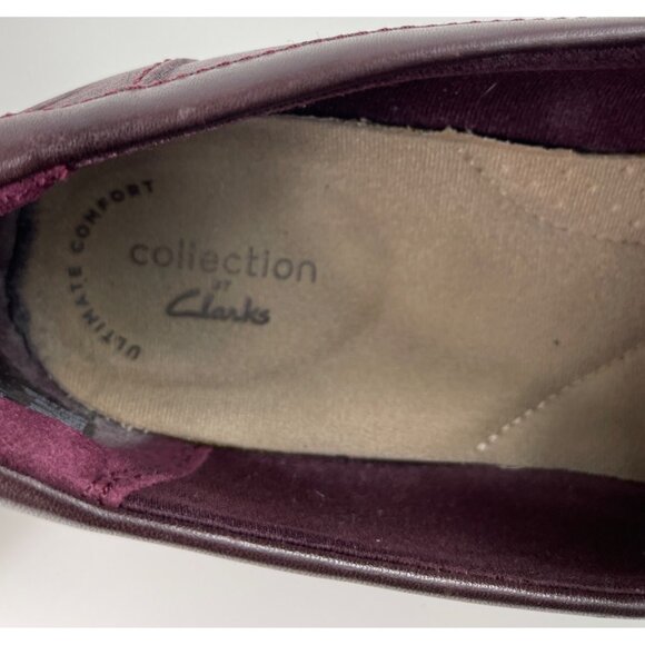 Clarks Collection Sharon Gracie Women’s Size 7.5W Loafer Shoes Burgundy Slip On - Picture 8 of 13